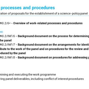 Slide explaining Work-related processes and procedures