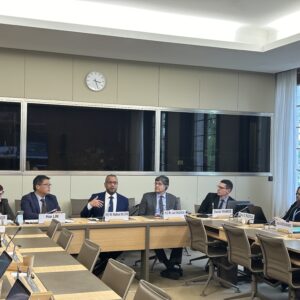 H.E. Amb. Matthew Wilson, Permanent Representative of Barbados to the World Trade Organization delivering its statement during the Geneva Beat Plastic Pollution Dialogue "Plastics Pollution and Environmentally Sustainable Plastics Trade: Call for Action", which presented the outcomes of the WTO's 13th Ministerial Conference (MC13) related to the Dialogue on Plastics Pollution and Environmentally Sustainable Plastics Trade (DPP) and explored the next steps of the initiative.